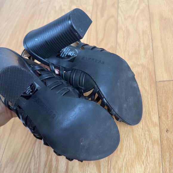 Express sz 7 black strappy high heels - Picture 7 of 7